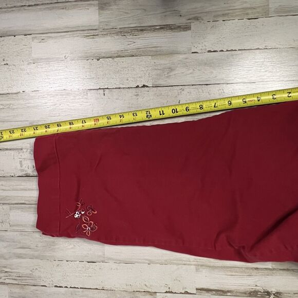 Relativity Womens Cropped Pant Red Embroidery Details Size 14 - Picture 10 of 10